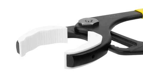 Water Pump Pliers With Soft Resin Jaws And Built In Spring 12 Inch Adjustable Pliers, close-up of jaws with plastic grips.