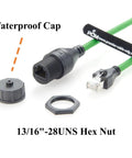 Profinet RJ45 Extension Cable 10Gbps Cat6A Shielded Gear To Female Flush Panel Mount IP67 Waterproof with cap and hex nut