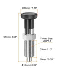 Heavy Duty Push Fit Ball Nose Spring Plunger With Dead Nuts Tight Self Locking Grip And Premium Stainless Steel, M20X1.5, 3.58in length.