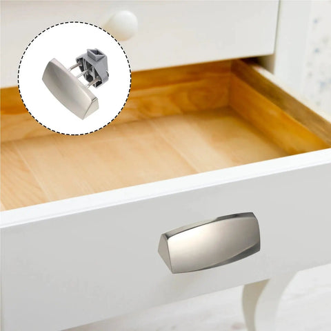 Two Sets Push Button Latch For Cabinet, Drawer, Table, Camper, And Cupboard With Thumb Rotation Switching displayed on drawer