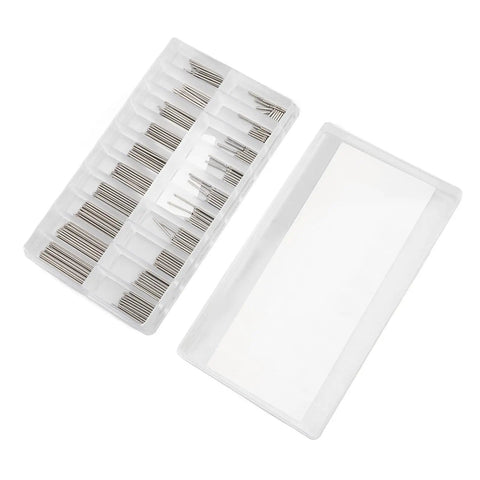 Open case of Stainless Steel Watch Band Link Pins And Spring Bar Tool Set With Durable Storage Box 300Pcs Replacement Pins 1.0mm