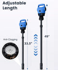 Heavy Duty Electric Drum Pump For DEF And Diesel, Plug And Play Dual Power With 120V AC 12V DC, adjustable tube lengths from 33.5 to 49 inches.