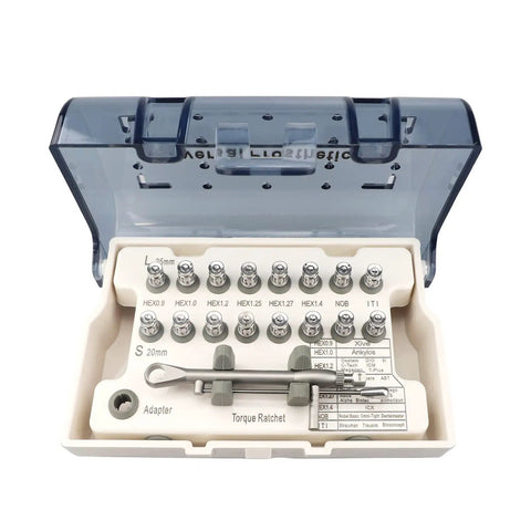Implant Torque Wrench Set 10 To 70 Ncm Universal Screwdriver Ratchet Tool With One Wrench Kit And Sixteen Driver Bits