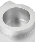 Close-up of Rugged Billet Aluminum Jack Axle Adapter Lifting Saddle For Bottle And Floor Jacks, silver finish, inside jack cup view.