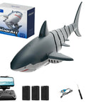 Lit Remote Control Shark Boat With HD Camera Water Sprayer Dual Motors 2.4G RC Racing Boat For Lakes And Pools Realistic Shark Design