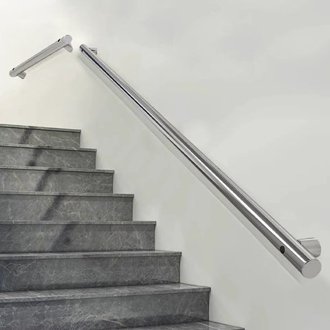 Heavy Duty Stainless Steel Handrail For Stairs And Decks Round Pipe Railing System Wall Mounted Indoor Outdoor 16 Foot Length on stairs