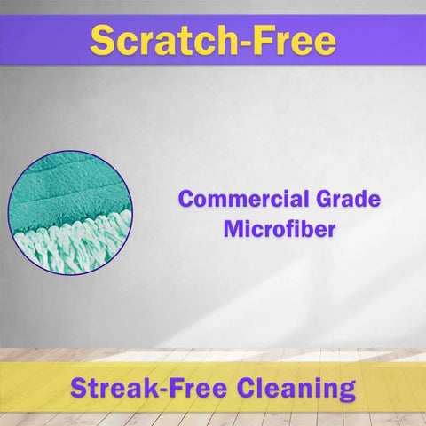 Commercial grade microfiber for Six Pack Top Shelf Heavy Duty Microfiber Dust Mop Refills with extra long fringe.
