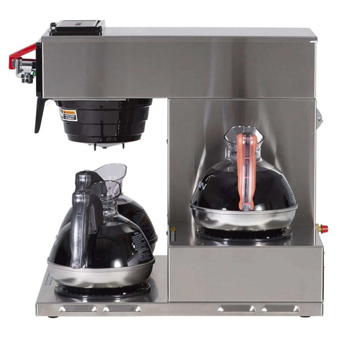 Automatic Commercial Coffee Brewer With 3 Lower Warmers 120V Delivers 3.9 Gallons Per Hour Hot Water Tap And Backup Pour Over SplashGard Deflector Stainless Steel Construction Compatible With Carafes Decanters And Airpots