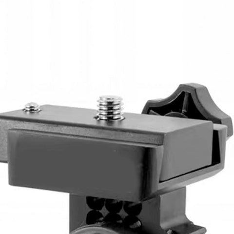 Close-up of black Latitude Base Mount for Star Adventurer Wedge Base with dual knobs and tilt adjustment mechanism, aluminum alloy.