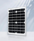 20W Monocrystalline Solar Panel And 5A PWM Charge Kit With USB 5V Output For RVs Boats And Camping on white background