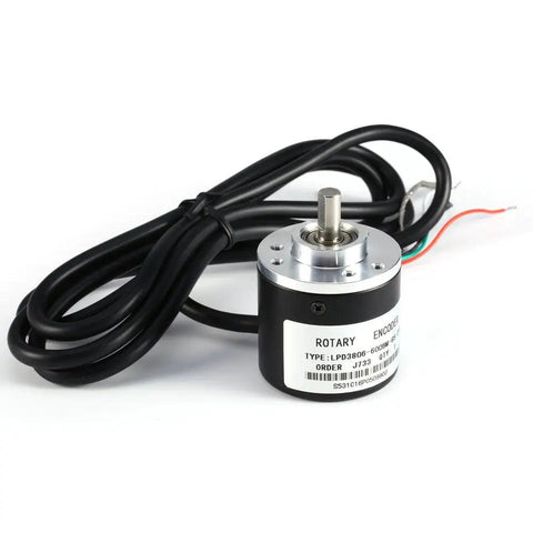 5V-24V Rotary Encoder With 6mm Shaft AB 2-Phase Incremental Encoder for speed and angle measurement, shown with cable