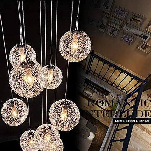 Modern Round Glass Ball Chandelier With Long Stair Pendant Light Featuring Heavy Duty Steel Frame And Premium Glass Orbs For Easy Ceiling Setup And Killer Room Glow, multiple glass orbs hanging.
