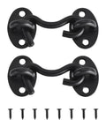 Two Pack 2 Inch Hook And Eye Latch For Privacy Stainless Steel Barn Door Lock Hardware Black Finish with screws
