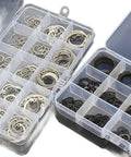 Heavy Duty E-Type Snap Ring Set Made From Super Strong 65Mn Manganese Alloy Steel in divided storage case