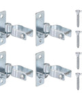Wall Mount Gate Hinge Set For Chain Link Fences, 4 Hinges With 8 Wood Bolts, Fits 1-3/8 Inch Pipe, Silver Zinc Plated Iron, Easy Install