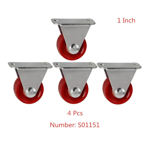 Pack Of 4 1 Inch PU Directional Casters With Light Maroon Polyurethane Rollers For Silent Wear Resistant Furniture Wheels displayed