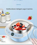 Fully Automatic Yogurt Maker With Stainless Steel Inner Tank And Precision Heating Delivers No Sweat Fresh Dairy Creations Daily For Any Modern Kitchen Setup making yogurt with fresh fruits.