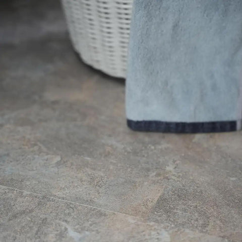 Close-up of installed Self Adhesive Marble Look Peel And Stick Floor Tiles 12 By 12 Vinyl Sticker with light beige texture