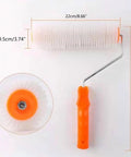 9 Inch Latex Floor Leveling Screed Roller Tool Heavy Hitter For Epoxy Floors And Self Leveling Compound Drill Attachment with orange handle.