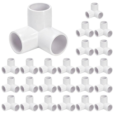 24 Pack Three Way Three Quarter Inch PVC Pipe Fittings Elbow Side Outlet 90 Degree Connectors Furniture Grade