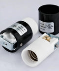 Heavy Duty Ceramic E12 Bulb Sockets Kickin Durability Straight Forward Wiring Hooks Up Easily To Led Or Halogen Lamps, black and white design.