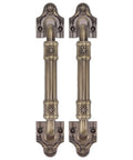 Two Piece Antique Bronze Barn Door Handles Set With Mounting Screws For Cabinets, Wardrobes, Closets And Gates, Vintage Drawer Pulls