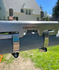 Junction Box Pipe Mount Bracket With Adjustable Clamps installed on a metal pole, showcasing outdoor stainless steel construction.