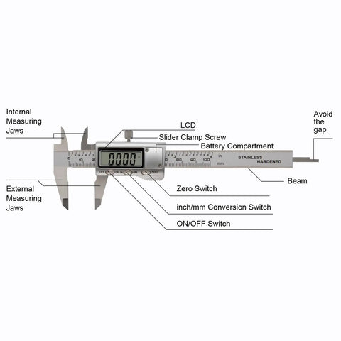 All-Metal Digital Caliper 0 To 4 Inches For DIY Home Projects And 3D Printing, Stainless Steel Micrometer Caliper With Auto Off