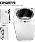 Full Automatic Portable Washer And Dryer Combo Featuring Built In Pump Drain 8 Lbs Compact Laundry Spin Dryer top view and back detail.