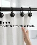 Heavy Duty Metal Shower Curtain Hooks 12 Pack, Rust-Resistant Zinc Alloy Circular Rings For Easy Glide, hand adjusting curtain