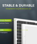 Close-up of 10BB 35W 12V Solar Panel High Efficiency Monocrystalline PV Module For Off Grid Systems IP67 Waterproof, showing frame and backplane.