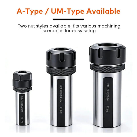 Heavy Duty Er Collet Chuck Extension Holder For Milling Machine Lathe And High Speed Cnc Cutting Tool, three sizes available.