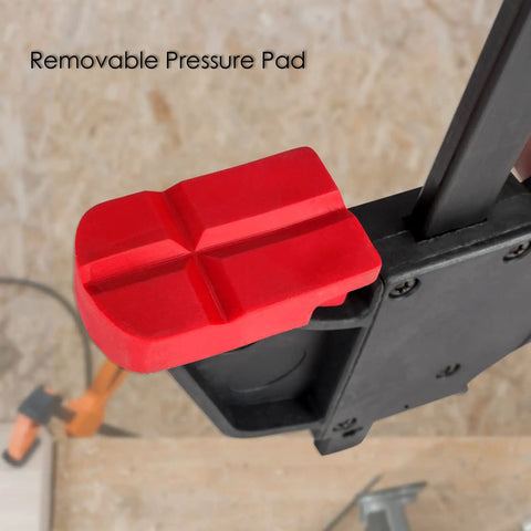 Close-up of red removable pressure pad on Universal Track Saw Clamp Set With Quick Release For Circular Saw Guide Rails 6 Inch