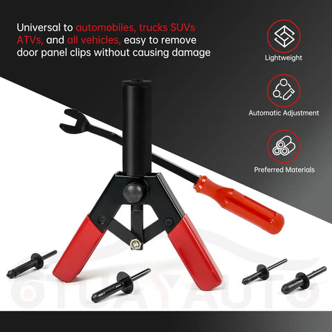 Heavy Duty Plastic Rivet Gun And 82 Pc Complete Kit Featuring Solid Alloy Steel Construction Paired With Resilient Black Nylon Trim Clips For Knockout Auto Body Work And Dead Easy Garage Setup