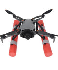 DJI Mini 5 Pro with red water landing gear, featuring floating skid buoyancy rod kit for drone water training and takeoffs.