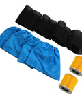 Premium HePa Filter And Textile Dust Bag 6 Pack For Vacuum Cleaners including blue textile bags and orange filters.