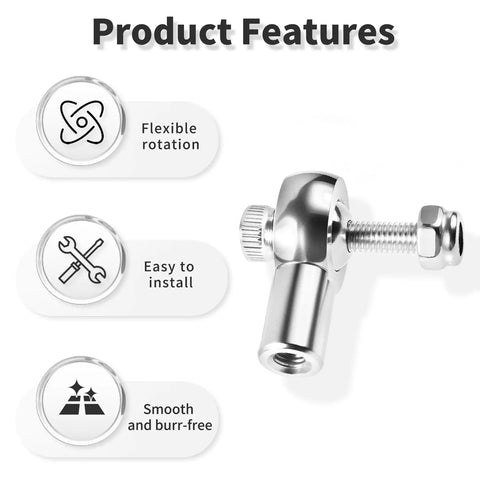 M2x15mm Tie Rod End Ball Head With Screws For Model Aircraft, Silver Aluminum Build, Copper Ball Tip, Rock Solid Joint For Tight, Precise Linkage And Smooth Steering, flexible rotation