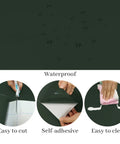 Large Dark Green Peel And Stick Wallpaper 32x118 Inches Self Adhesive Removable Vinyl Wall Covering with waterproof display
