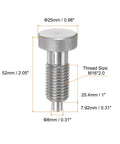 Top Shelf Stainless Steel Spring Plunger Featuring A Sweet Knurled Grip M16X2 Threads And Eight Mm Pin Non Locking Index Design Smooth Retracting Action Makes It A Solid Choice For Tough Industrial Projects Right Now, showing dimensions and threaded design.