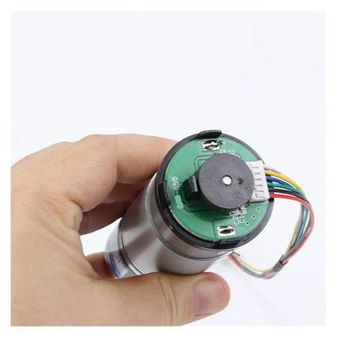 Hand holding Beefy 36mm DC Gear Motor With Planetary Gearbox And Encoder 12V 24V Dual Voltage Speed Adjustable CW CCW