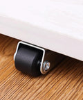 Heavy Duty Stainless Steel Swivel Caster Wheels For Sliding Doors And Furniture, showing a black roller and flat bottom mount.