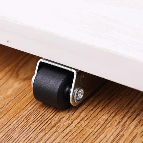 Heavy Duty Stainless Steel Swivel Caster Wheels For Sliding Doors And Furniture, showing a black roller and flat bottom mount.