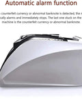 Boss Level Money Counter With UV MG Counterfeit Detection showing side view, featuring automatic alarm function for banknote verification.