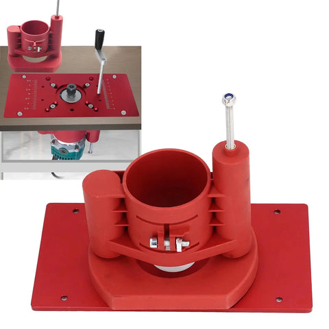 Beefed Up Router Lift System For Woodworking, Easy Lift Base Kit With Tenoning Slotting Chamfering Capabilities, Red