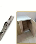 Four Piece 90 Degree Folding Cabinet Hinges No Slot Flush Mount 180 Degree Countertop Support, silver hinge and wooden cabinet