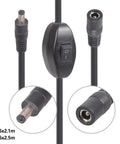 Heavy Duty Hella Reliable DC Extension Cable With Toggle Switch Slick Copper Build Plug And Play For Laptop Charging And Hardcore Gear Up To Thirty Six Volts And Fifteen Amps Measured At Fifty Centimeters showing connectors and toggle switch.