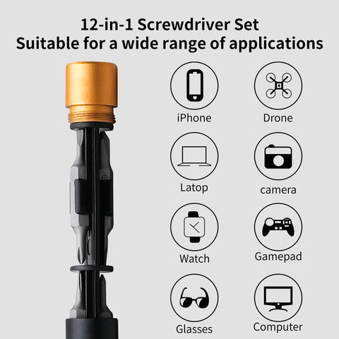 12 In 1 Magnetic Screwdriver Set With Micro Bits For Glasses, Computers, Phones, Laptops, Xbox, Watches And Game Consoles.