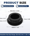 Eight Piece T Shaped Silicone Plugs 30.3mm Diameter Snap In Seal Round Rubber Stopper For 29.5 To 30.3mm Holes Tough Seal Waterproof Bulkheads Kitchen Basins And Equipment Snug Fit, showing product dimensions