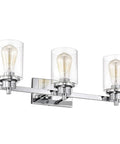 3 Light Chrome Vanity Light Fixtures Over Mirror With Clear Glass Shades Farmhouse Style Wall Sconce Lighting For Bathroom Living Room Bedroom Or Cabinet Indoor Wall Mounted Lamp