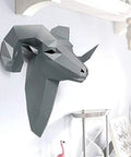 Geometric gray ram head wall decor with sharp angles, showcasing a unique design for modern home decoration.